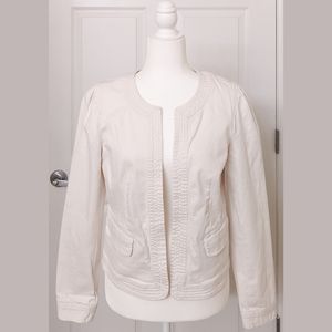 EUC ANN TAYLOR LOFT Collarless Denim Jacket - Cream